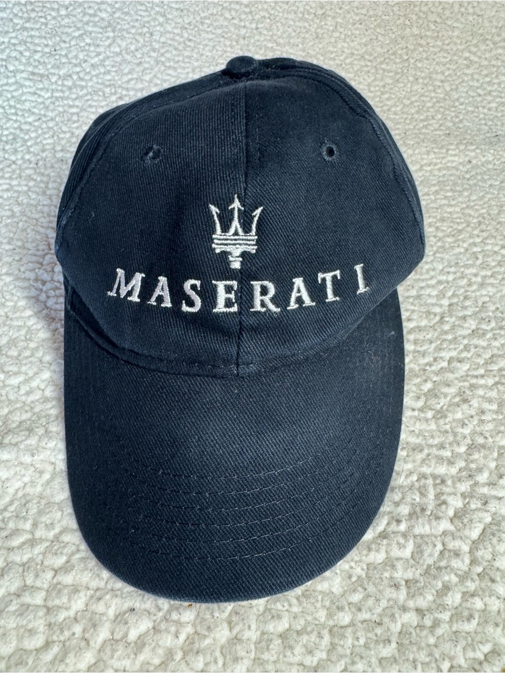 Black Embroidered Maserati white Logo Hat Cap